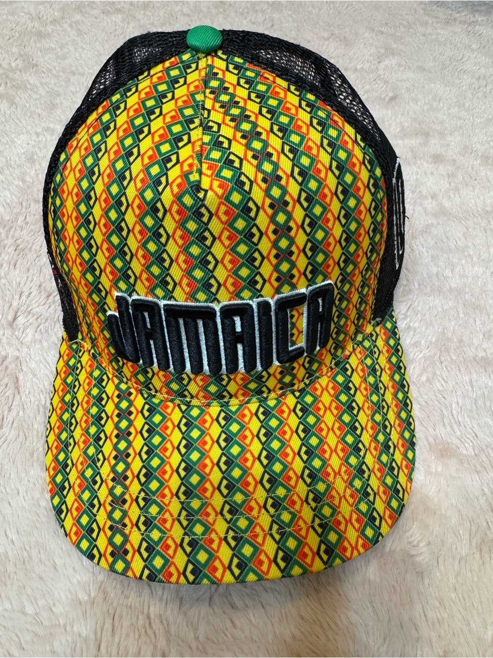 Jamaica Pattern Trucker Hat - Yellow, Green, Red